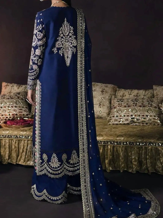 4PC RAW SILK FANCY SUIT FULLY EMBROIDERED WORK