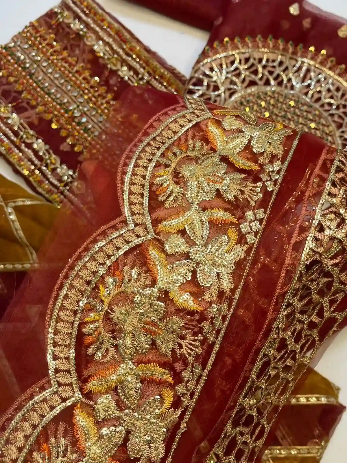 4PC MEHROON BRANDED FANCY SUIT FULLY EMBROIDERED WORK