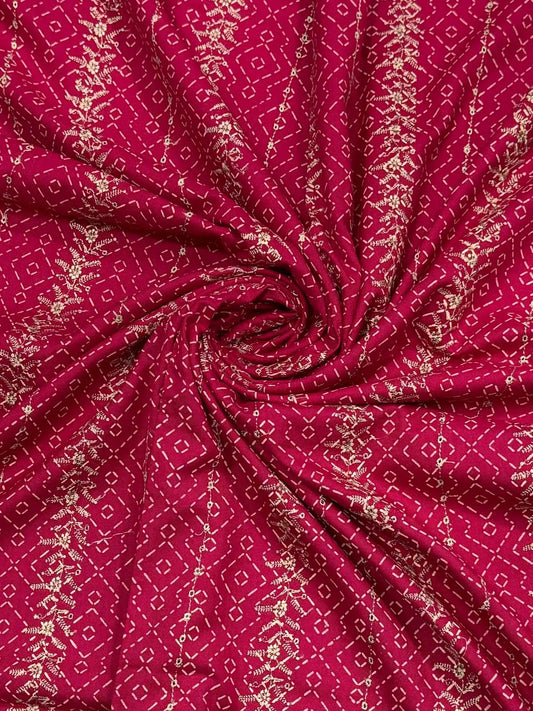 PINK 2PC PURE DHANAK HEAVY CHICKEN KAARI WORK