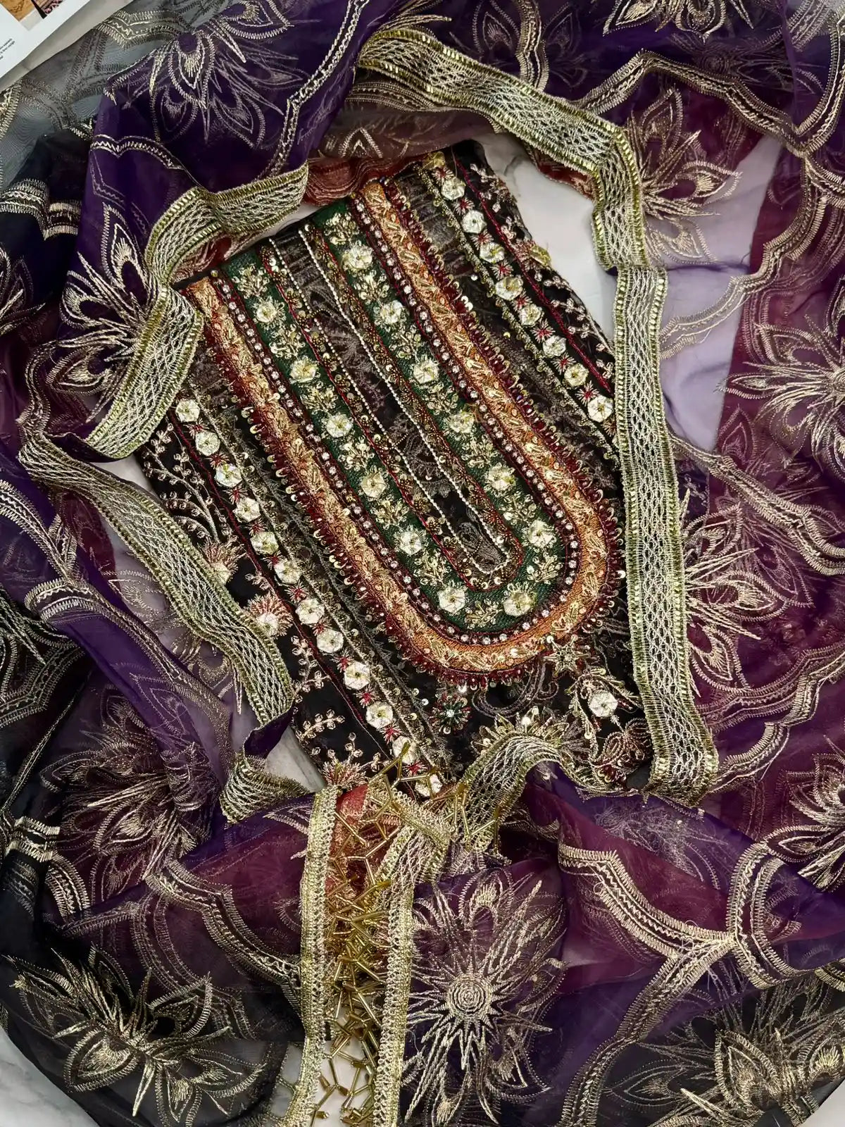 4PC BLACK BRANDED FANCY SUIT FULLY EMBROIDERED WORK