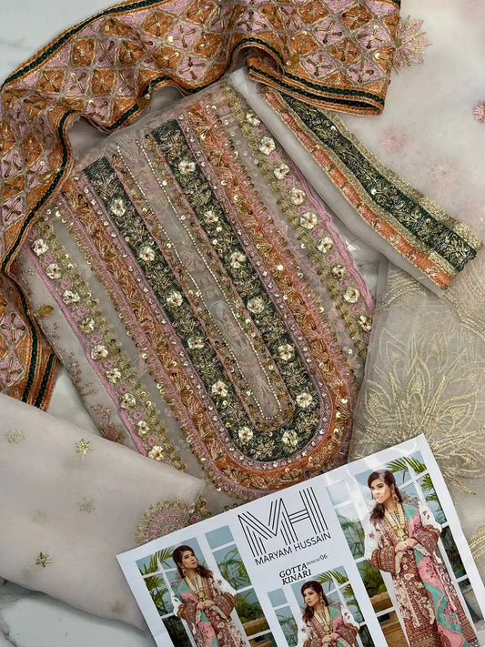 4PC WHITE BRANDED FANCY SUIT FULLY EMBROIDERED WORK