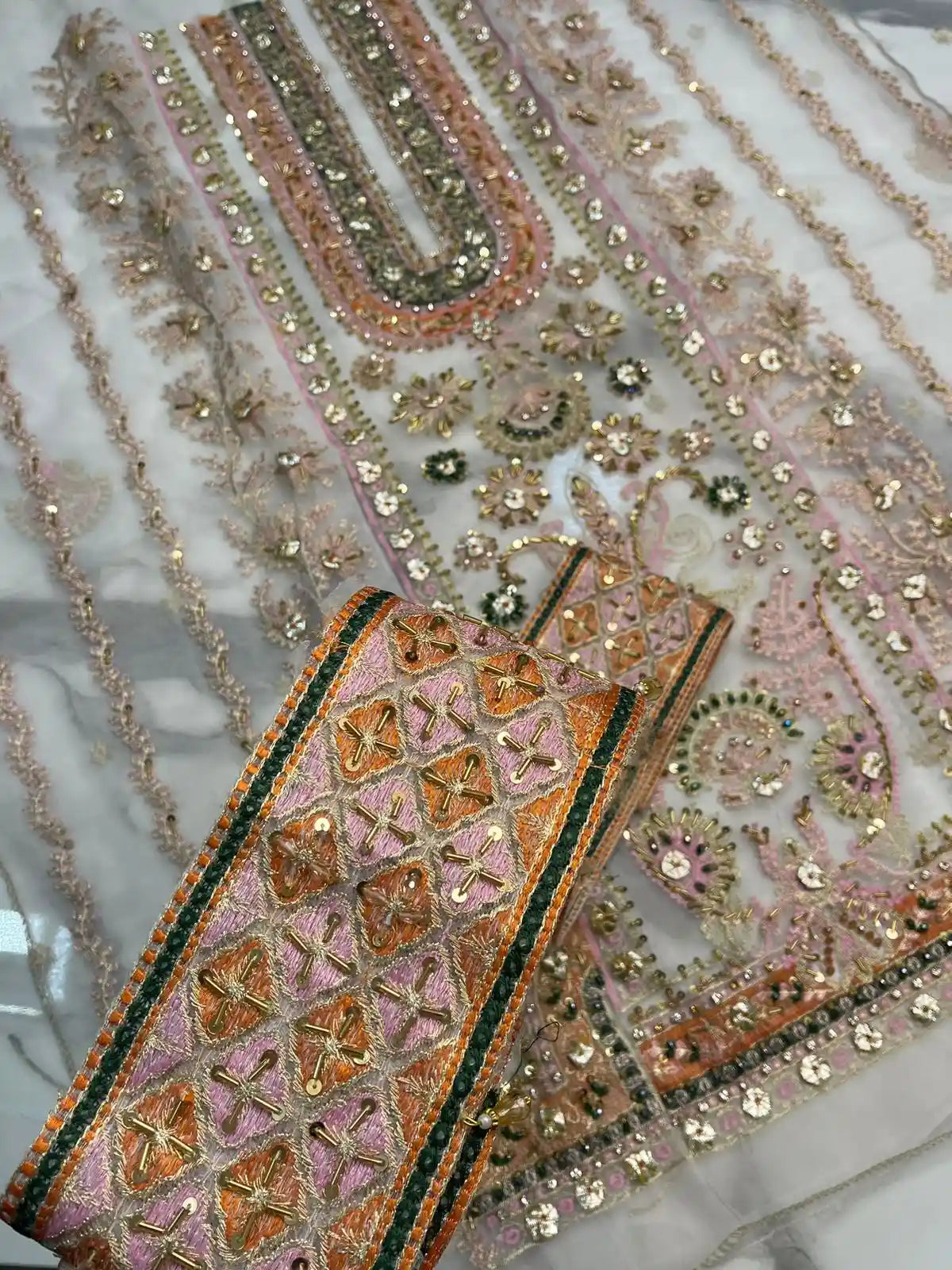 4PC WHITE BRANDED FANCY SUIT FULLY EMBROIDERED WORK