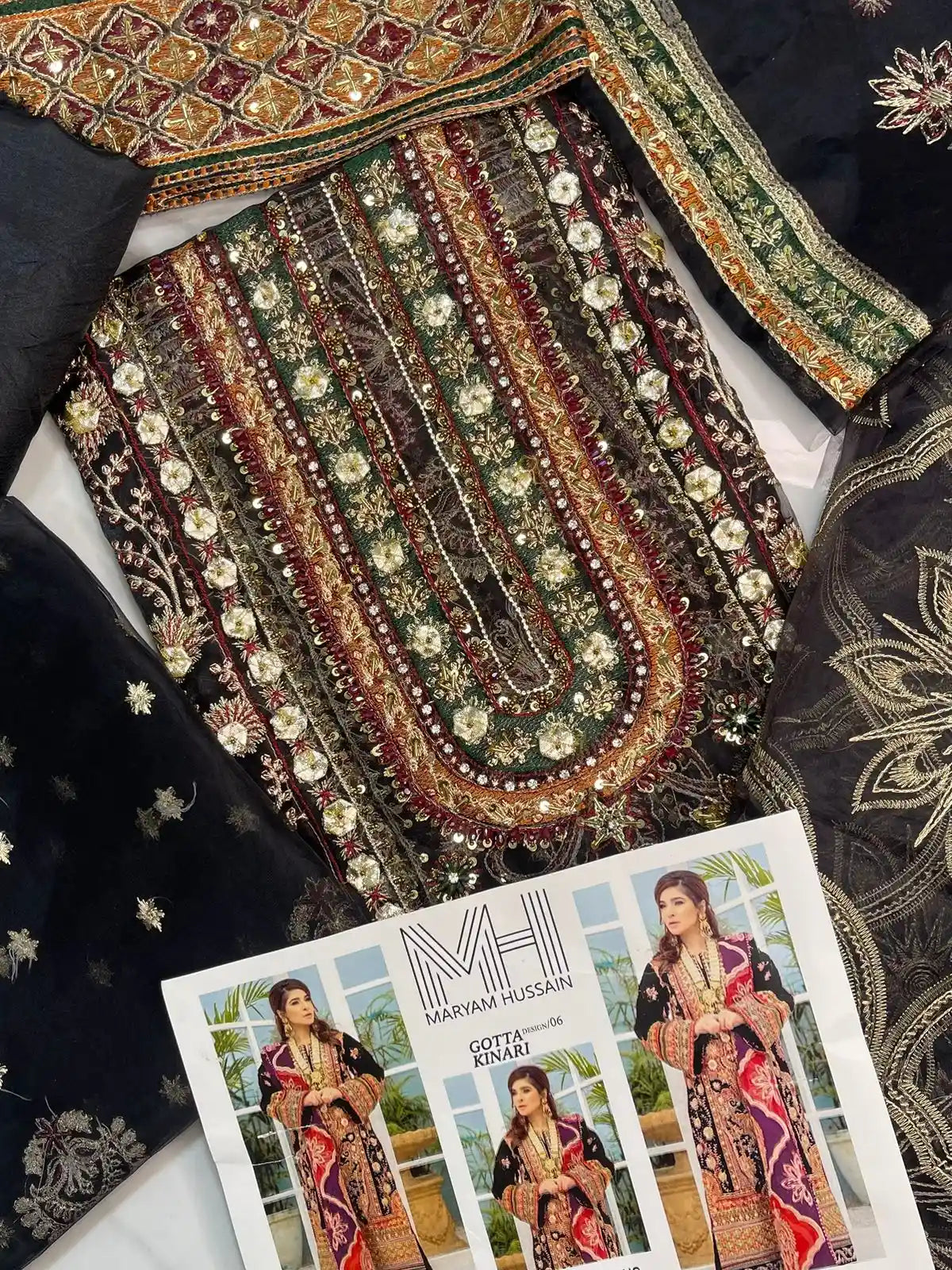 4PC BLACK BRANDED FANCY SUIT FULLY EMBROIDERED WORK