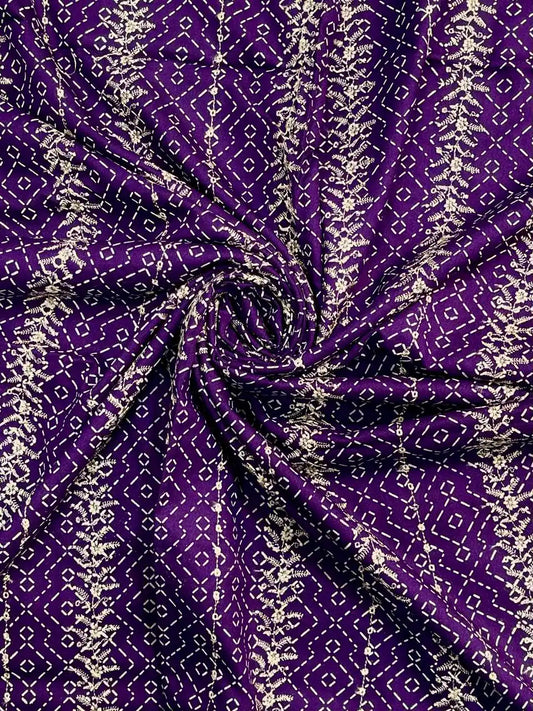 PURPLE 2PC PURE DHANAK HEAVY CHICKEN KAARI WORK