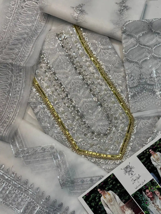 4PC SILVER FANCY HEAVY EMBROIDERY WORK