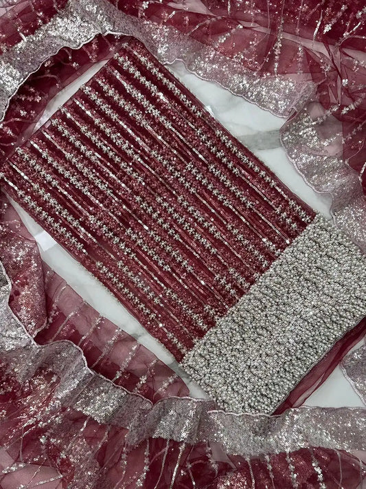 4PC NET FANCY SUIT HEAVY EMBROIDERY WORK