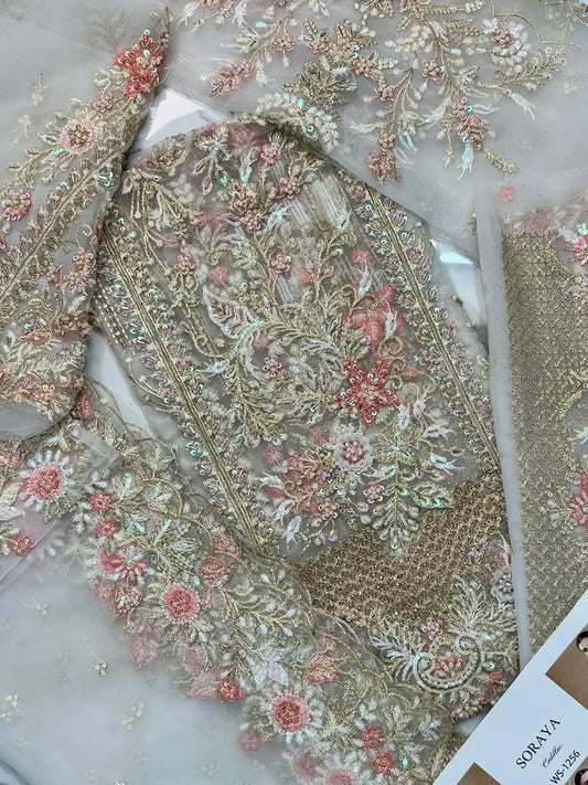 4PC WHITE HEAVY FANCY SUIT FULLY EMBROIDERED WORK