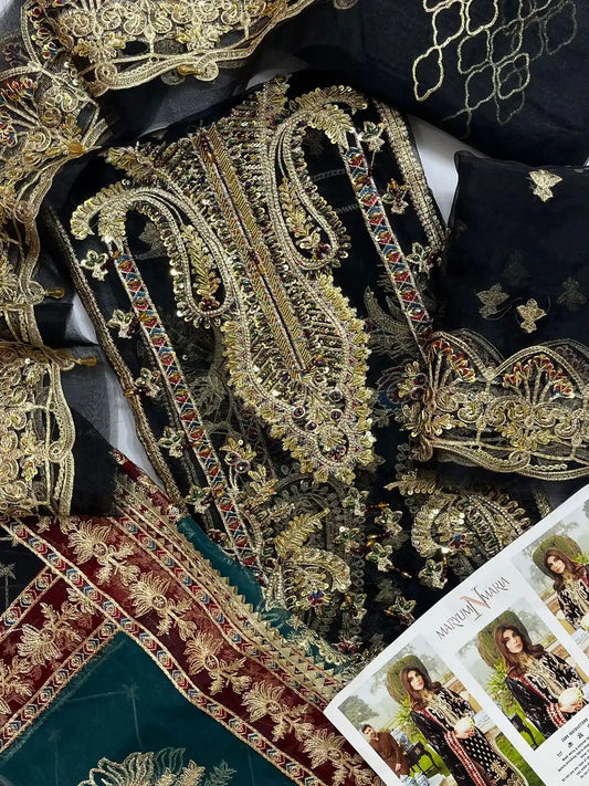 4PC BLACK FANCY HEAVY EMBROIDERY WORK