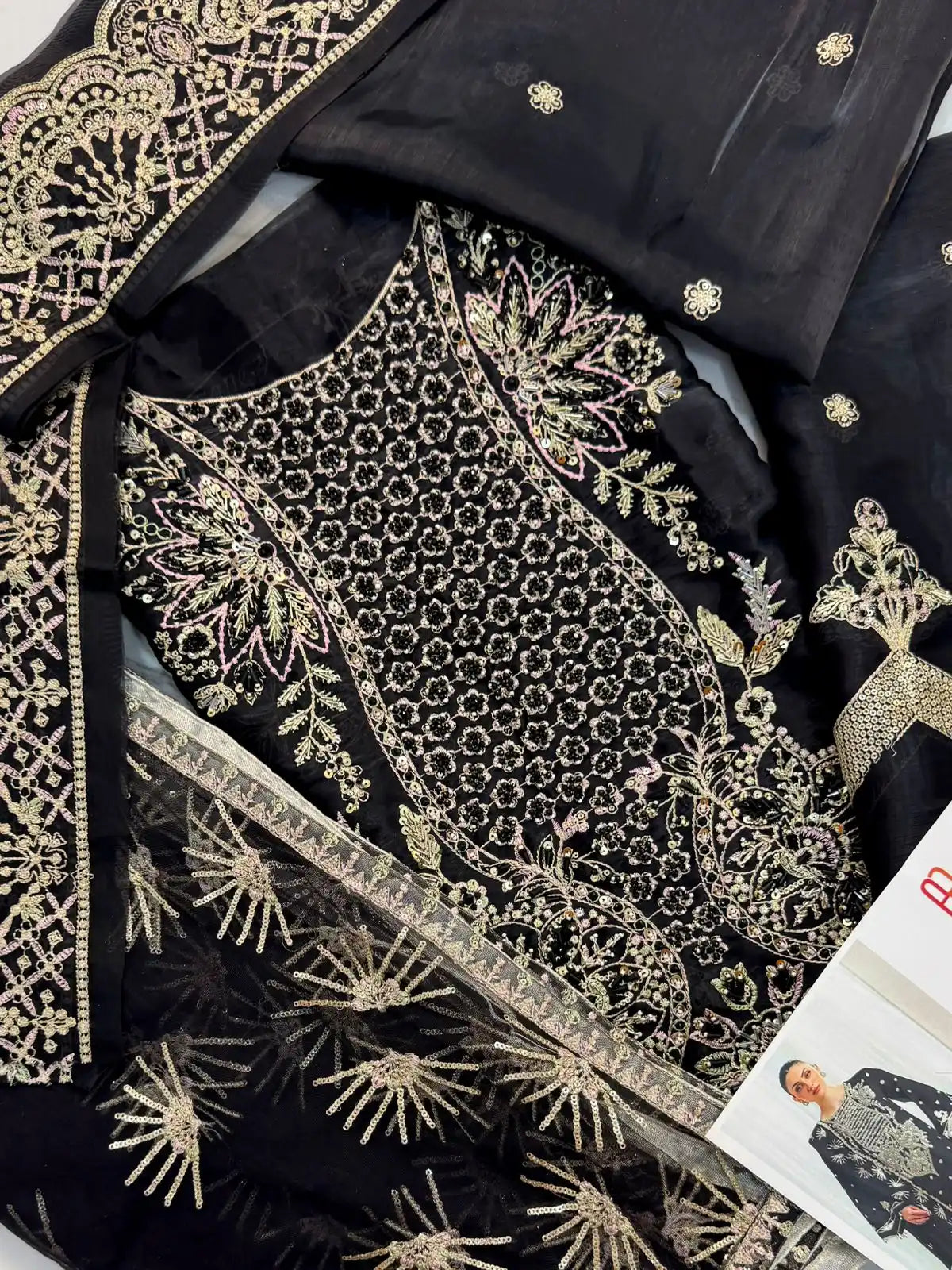 4PC SHEESHA SILK FANCY HEAVY EMBROIDERY WORK