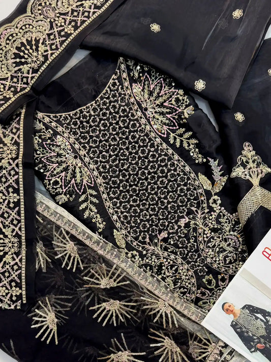 4PC SHEESHA SILK FANCY HEAVY EMBROIDERY WORK