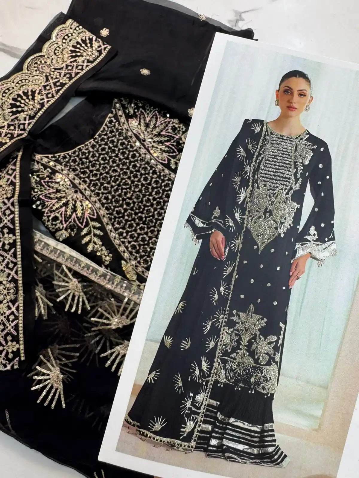 4PC SHEESHA SILK FANCY HEAVY EMBROIDERY WORK