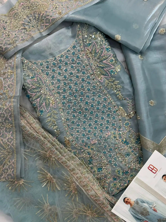 4PC SHEESHA SILK FANCY HEAVY EMBROIDERY WORK