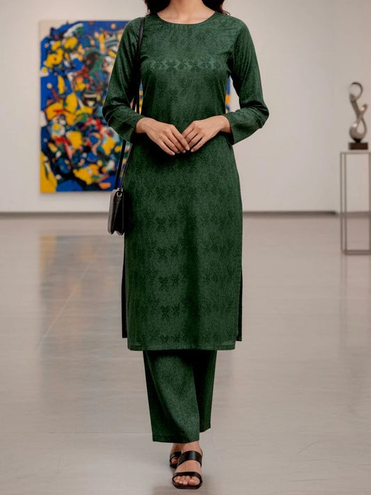 2PC BOTTLE GREEN PREMIUM VELVET SUIT