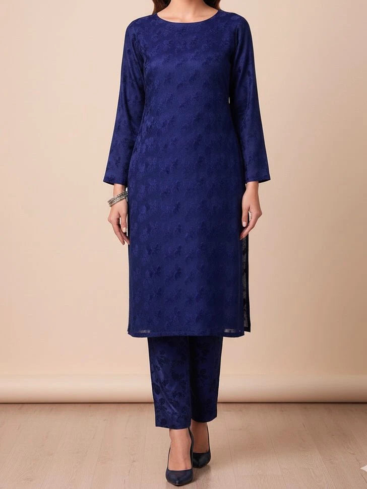 2PC BLUE PREMIUM VELVET SUIT