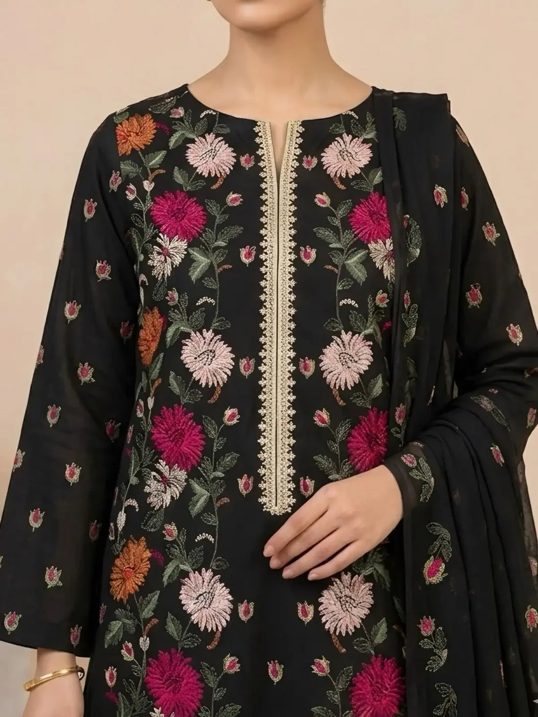 3PC PURE. LAWN .HEAVY EMBROIDERED