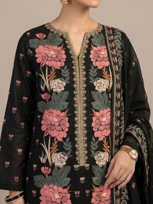 3PC PURE LAWN HEAVY. EMBROIDERED