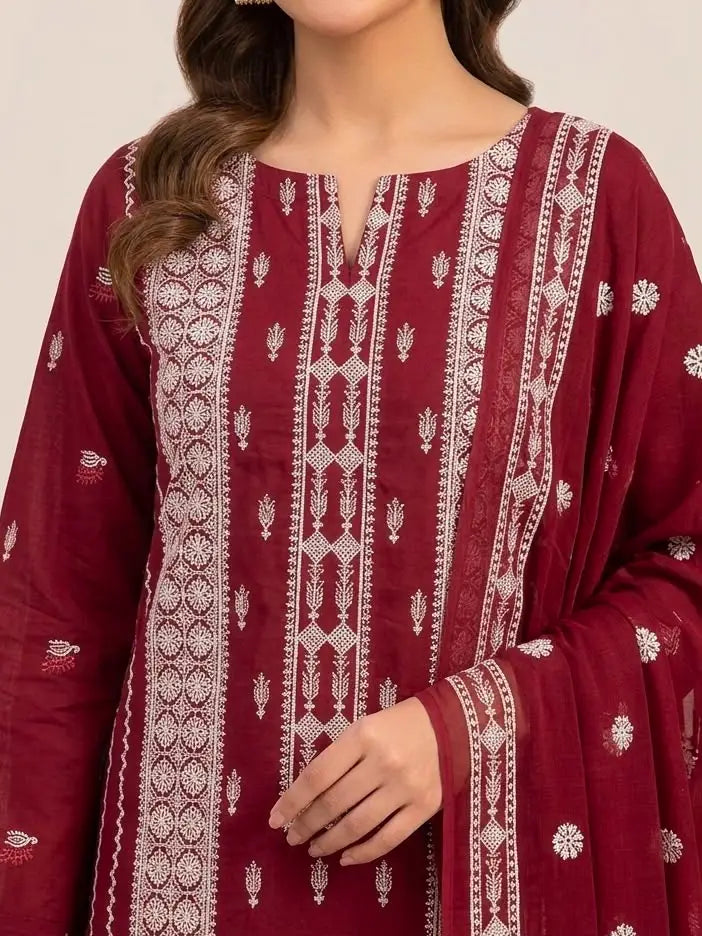 3PC PURE. LAWN HEAVY EMBROIDERED