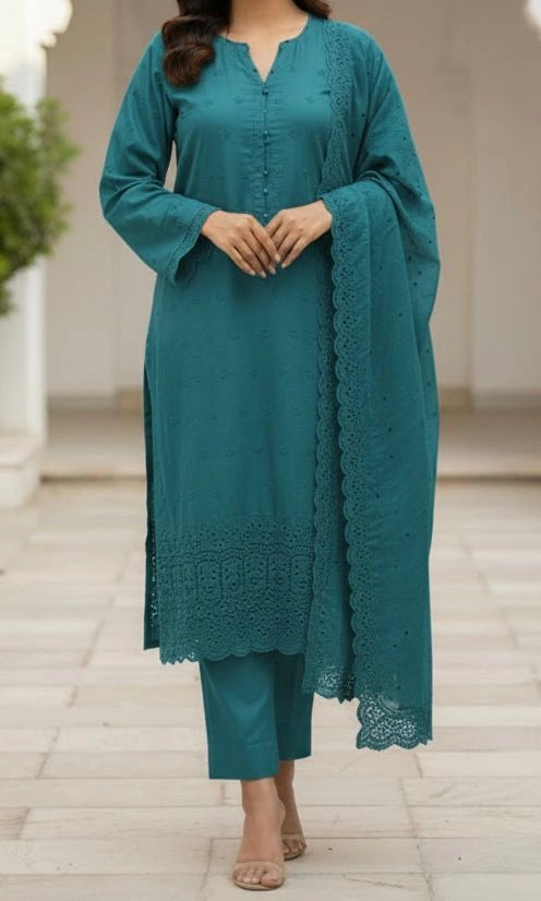 3PC PURE SLUB VISCOS BORING CHICKEN EMBROIDERED