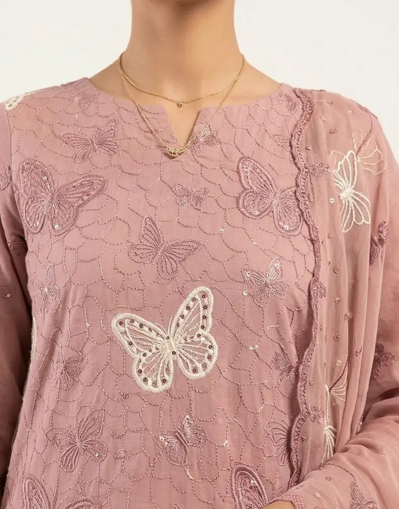 3PC PURE. LAWN .HEAVY EMBROIDERED