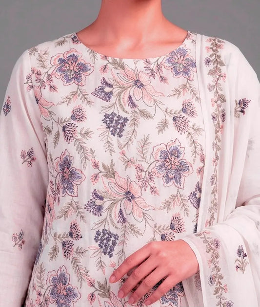3PC PURE LAWN HEAVY. EMBROIDERED