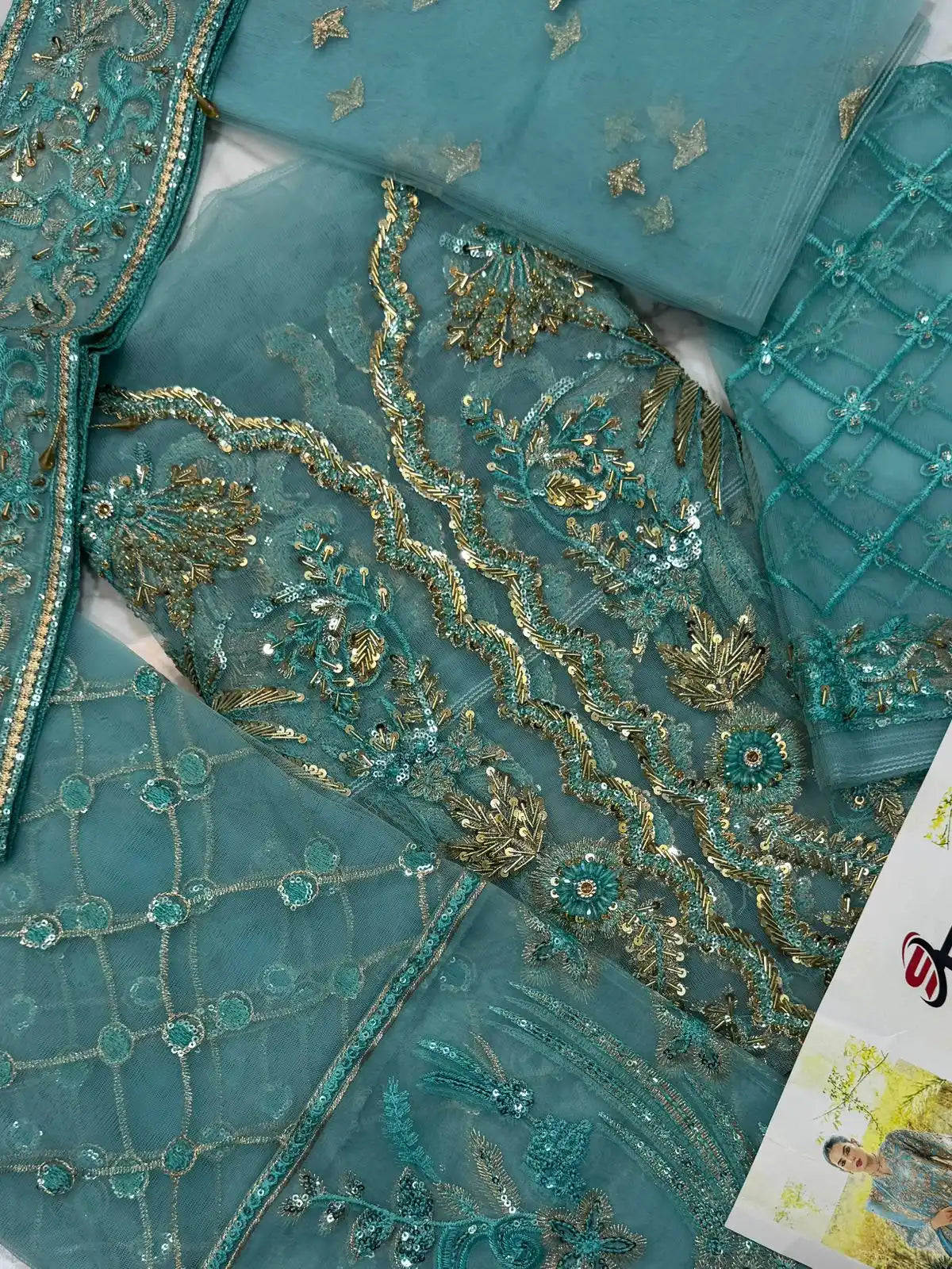 4PC FEROZI BRANDED FANCY SUIT FULLY EMBROIDERED WORK