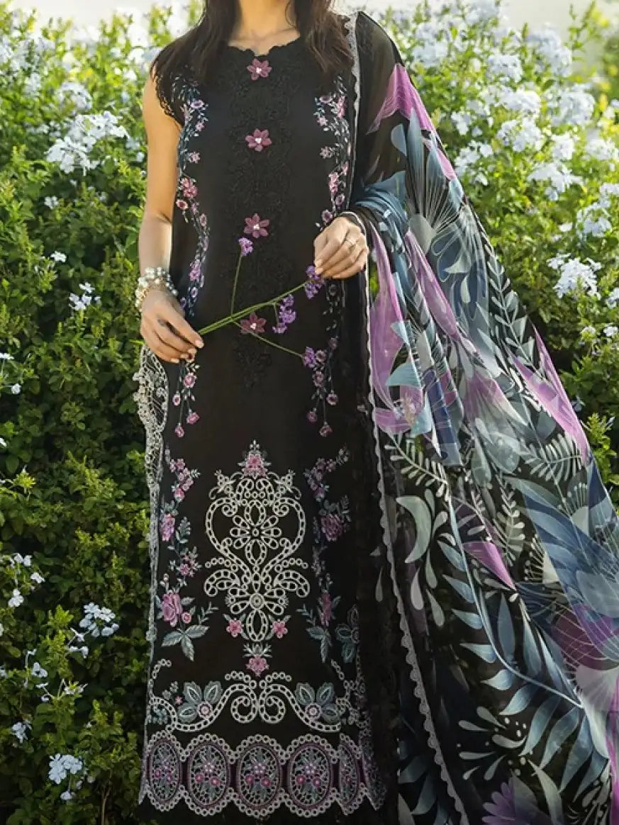 3PC PURE DHANAK HEAVY EMBROIDERED