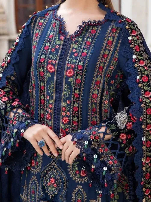 3PC PURE DHANAK HEAVY EMBROIDERED
