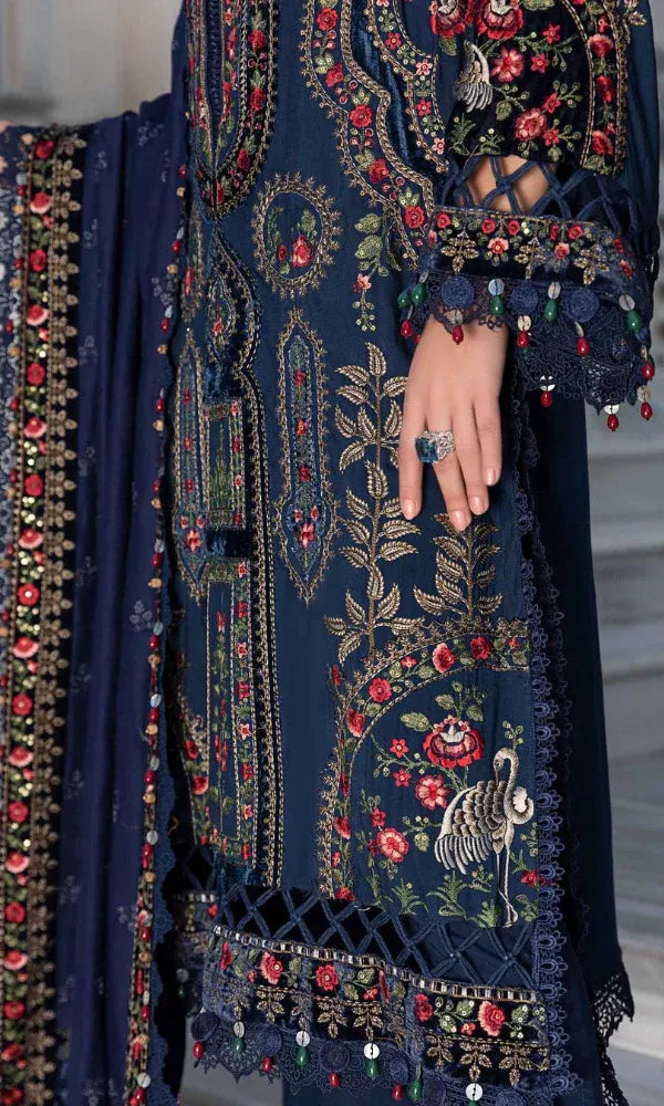 3PC PURE DHANAK HEAVY EMBROIDERED