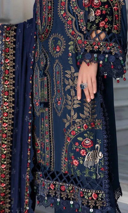 3PC PURE DHANAK HEAVY EMBROIDERED