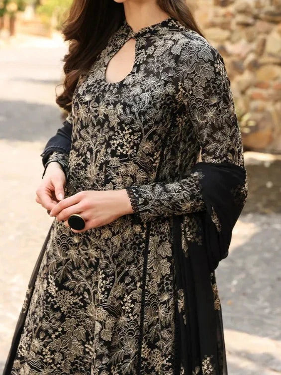 3PC PURE DHANAK HEAVY EMBROIDERED