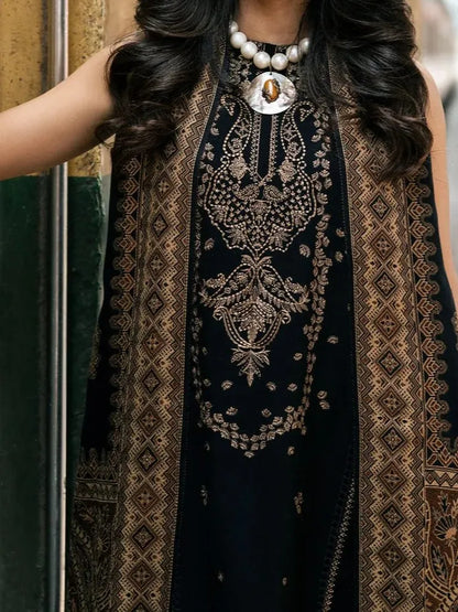 3PC PURE DHANAK HEAVY EMBROIDERED