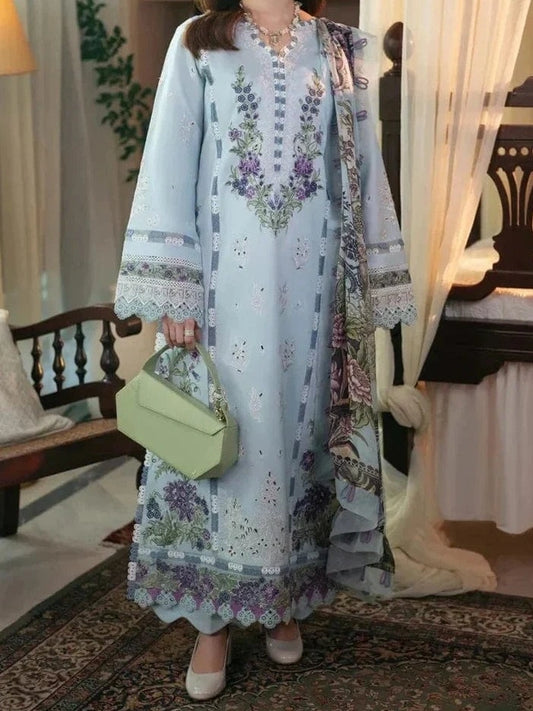 3PC PURE DHANAK HEAVY EMBROIDERED