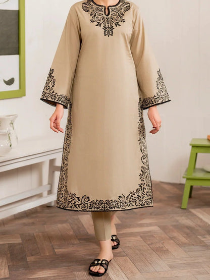 3PC PURE DHANAK HEAVY EMBROIDERED