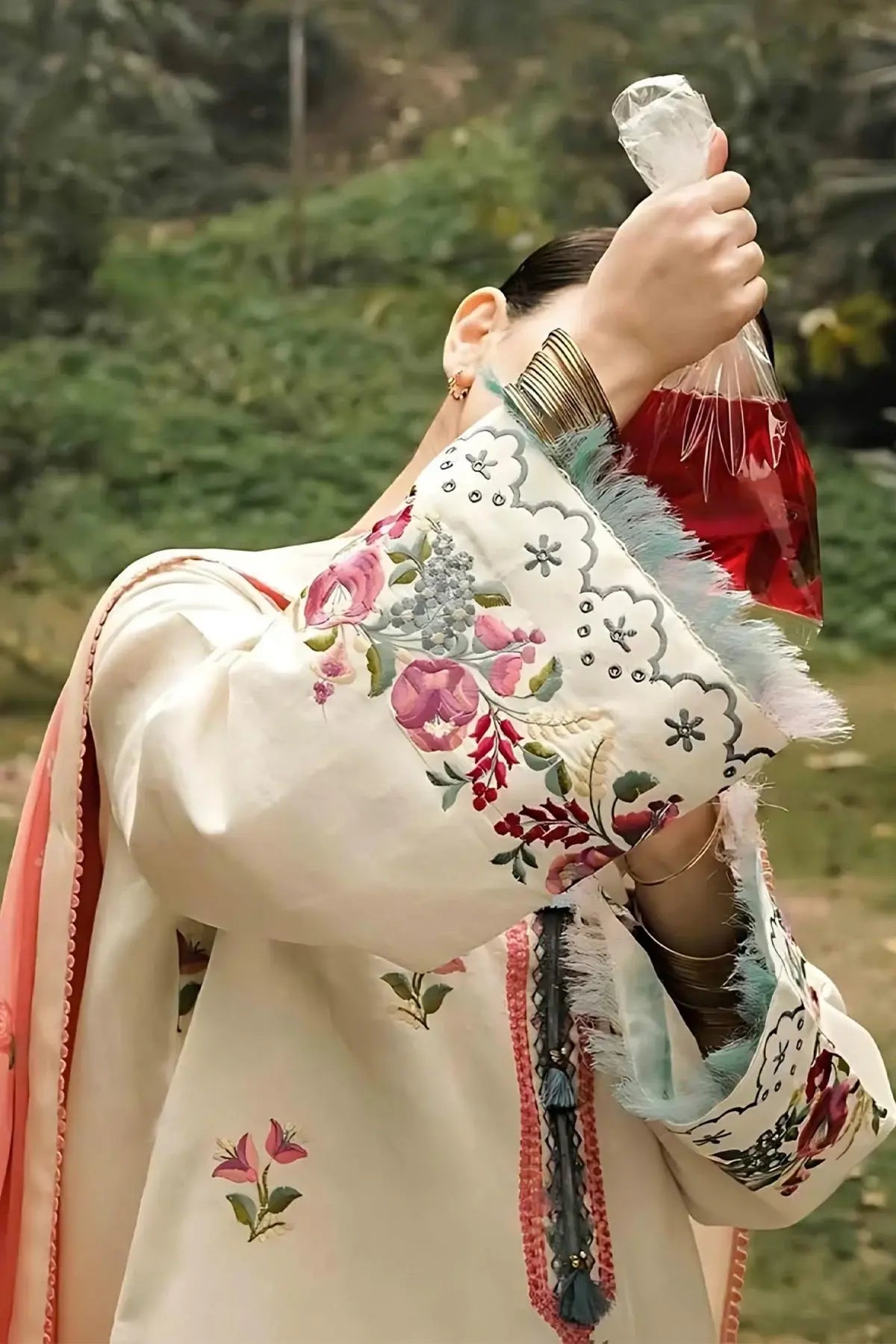 3PC PURE DHANAK HEAVY EMBROIDERED