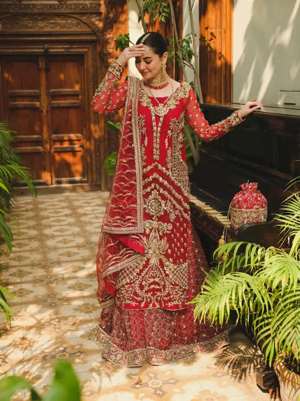 4PC RED HEAVY EMBROIDERY WORK PREMIUM STUFF