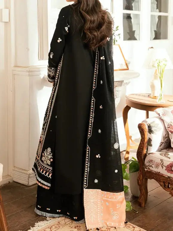 3PC PURE DHANAK HEAVY EMBROIDERED