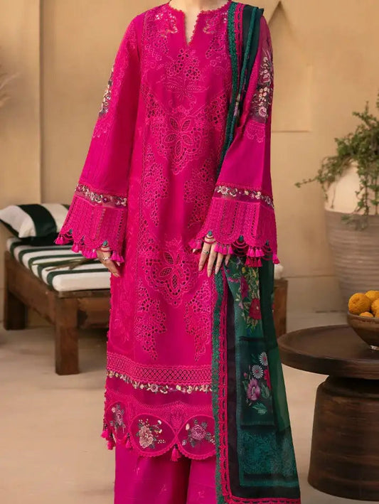 3PC PURE DHANAK HEAVY EMBROIDERED