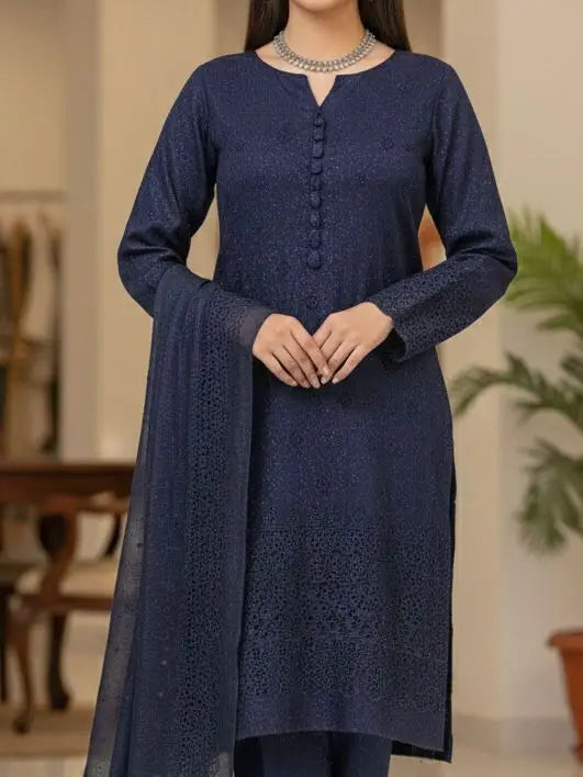 3PC PURE SLUB VISCOS BORING CHICKEN EMBROIDERED