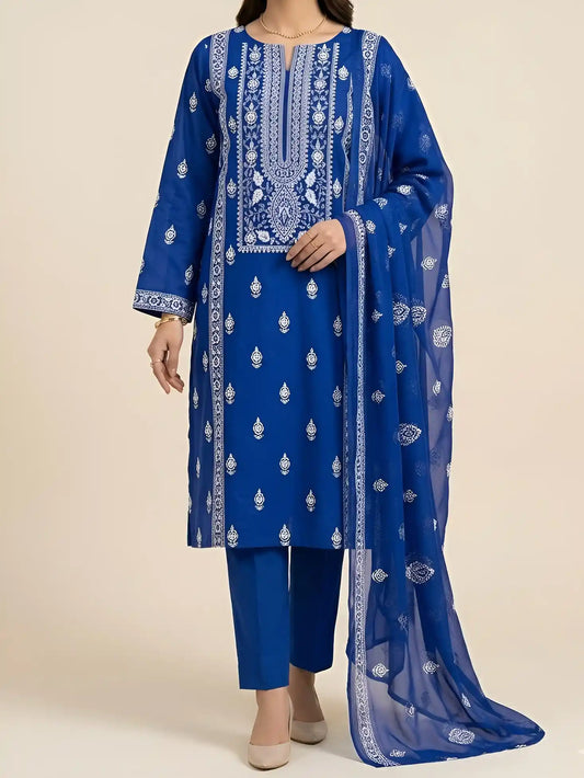 3PC PURE LAWN HEAVY. EMBROIDERED