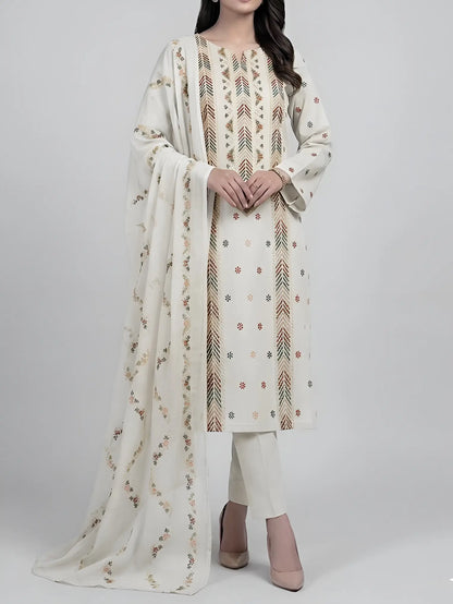 3PC PURE LAWN HEAVY. EMBROIDERED