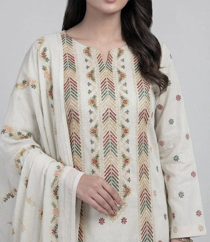 3PC PURE LAWN HEAVY. EMBROIDERED