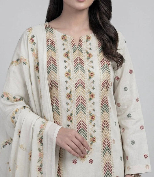 3PC PURE LAWN HEAVY. EMBROIDERED
