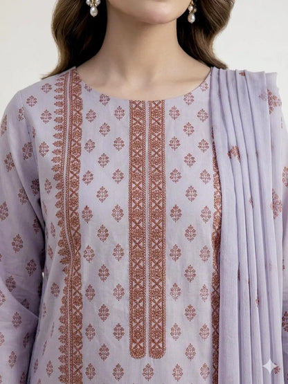 3PC PURE LAWN HEAVY. EMBROIDERED