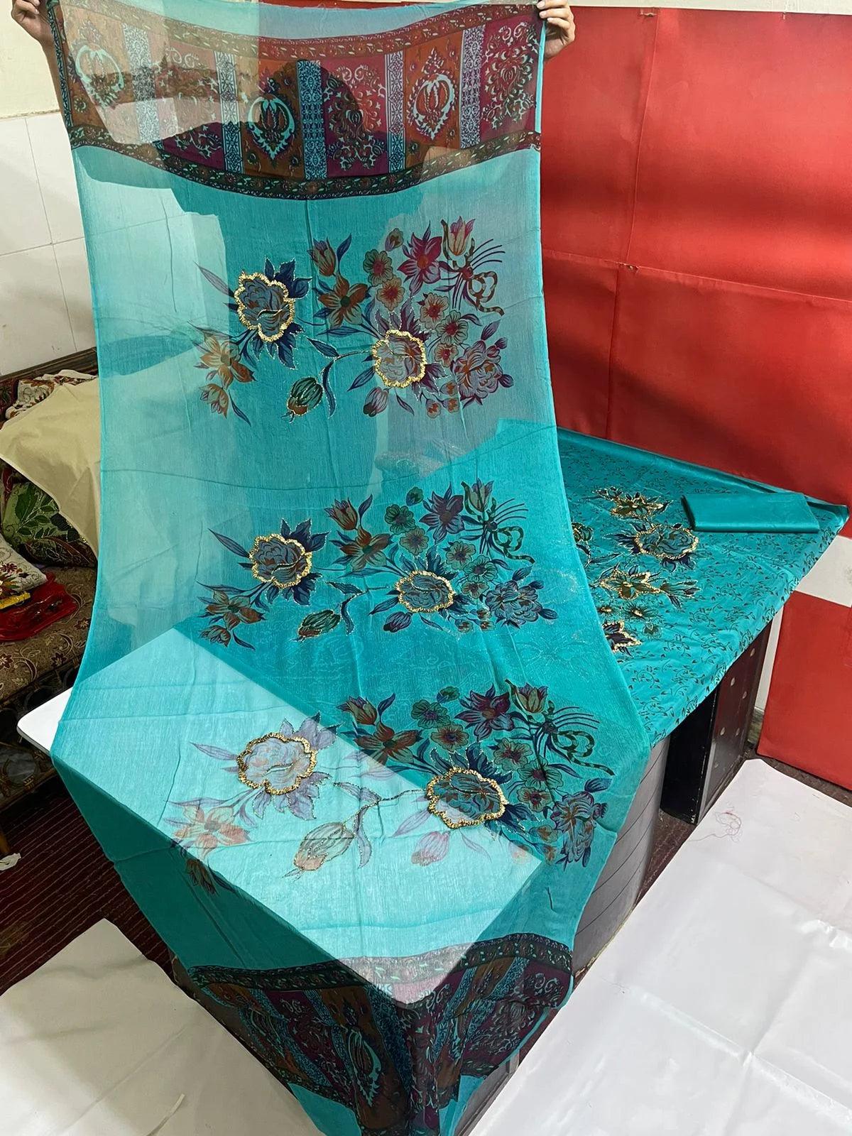 3PC LUXURY LAWN HEAVY GOTTA WORK - Elaichi Clothing