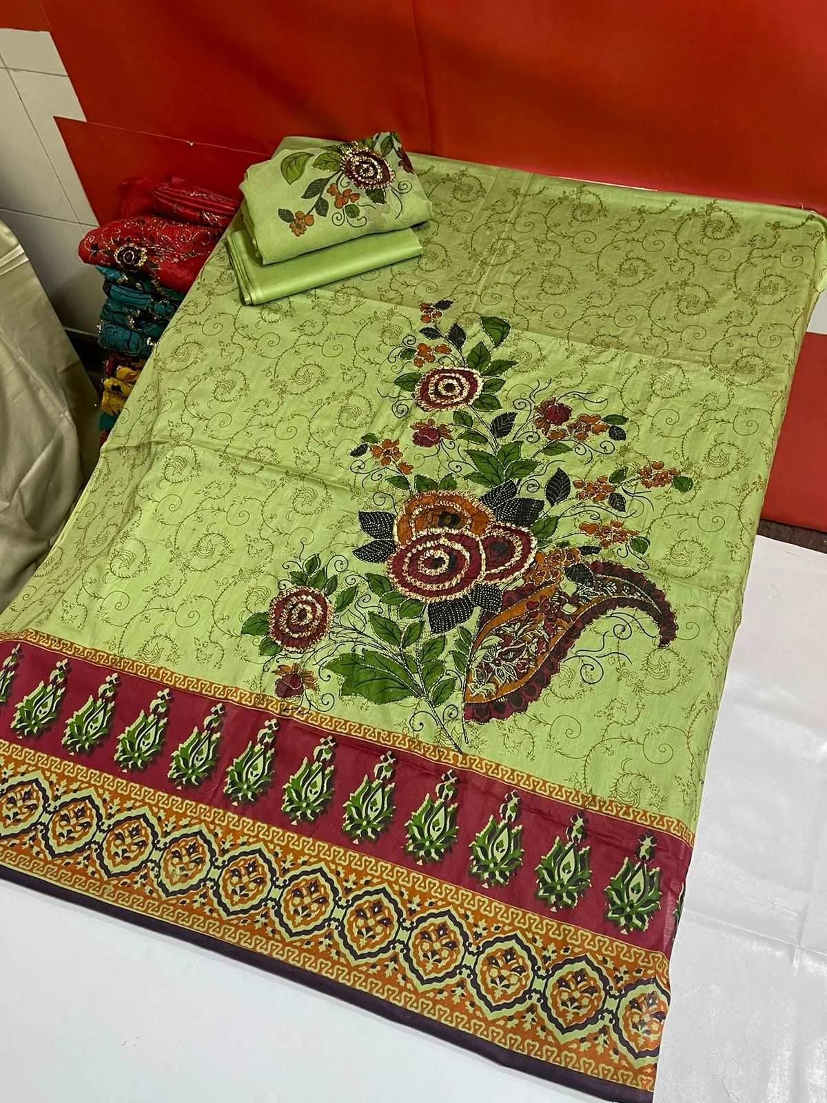 3PC LUXURY LAWN HEAVY GOTTA WORK - Elaichi Clothing