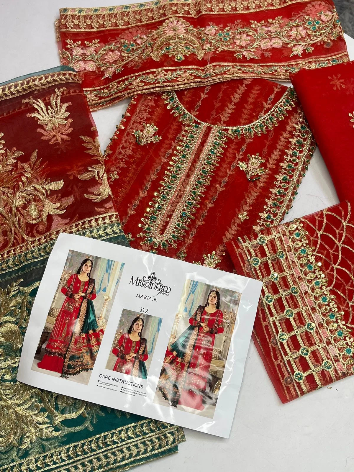 4PC RED FANCY HEAVY EMBROIDERY WORK PREMIUM STUFF