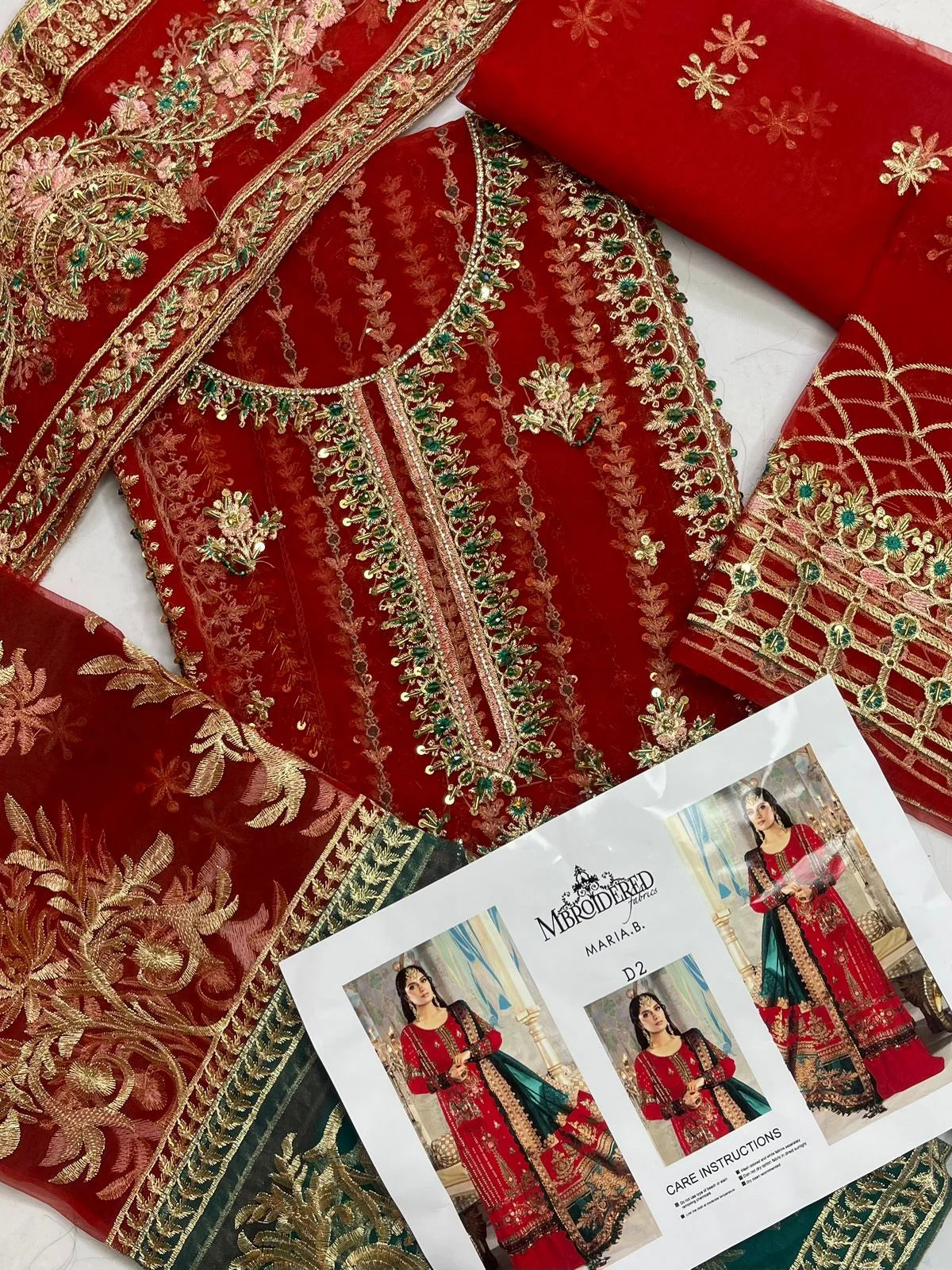 4PC RED FANCY HEAVY EMBROIDERY WORK PREMIUM STUFF