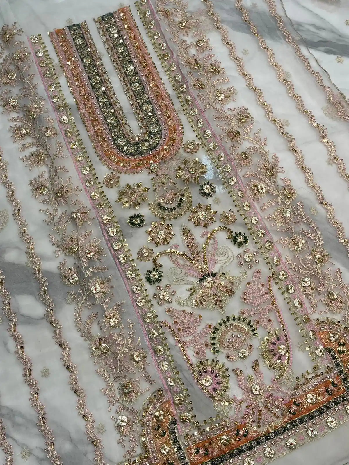 4PC WHITE BRANDED FANCY SUIT FULLY EMBROIDERED WORK