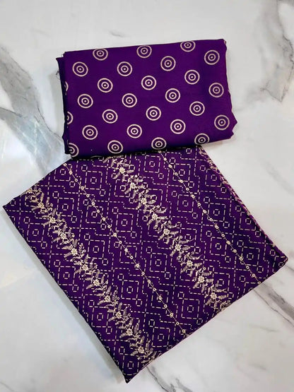 PURPLE 2PC PURE DHANAK HEAVY CHICKEN KAARI WORK