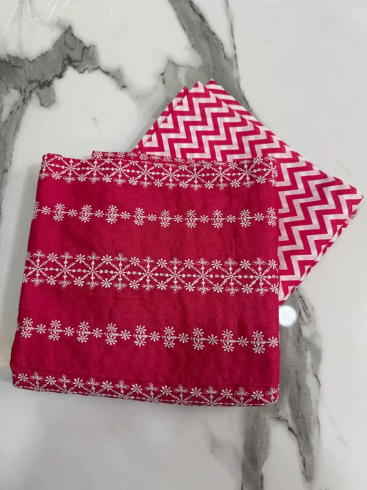 2PC LAWN PINK CHICKEN KAARI EMBROIDERED
